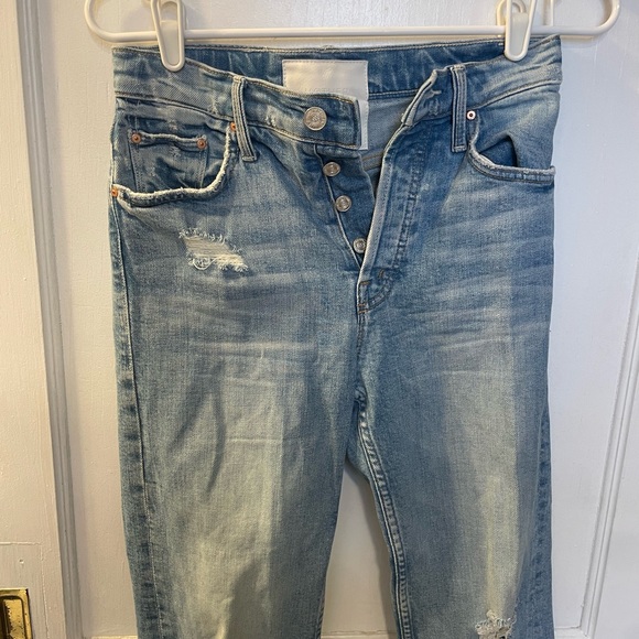 Mother Denim Distressed straight leg light wash jeans size 24 - Picture 1 of 5